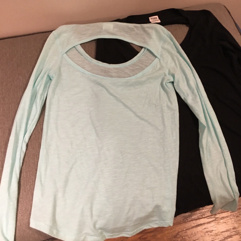 2 PINK long-sleeved tees Sz M